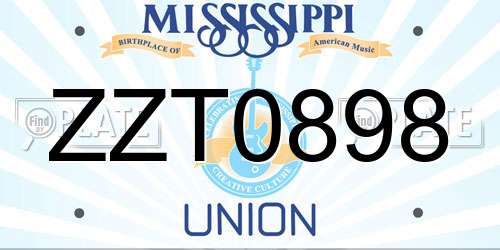 ZZT0898 Mississippi License Plate