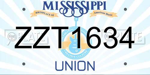 ZZT1634 Mississippi License Plate