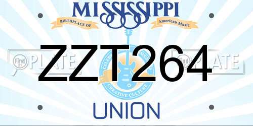 ZZT264 Mississippi License Plate
