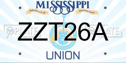 ZZT26A Mississippi License Plate