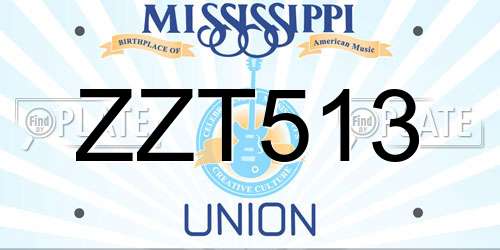 ZZT513 Mississippi License Plate