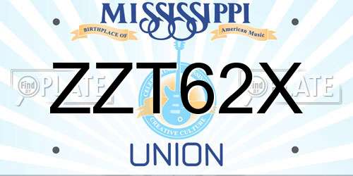 ZZT62X Mississippi License Plate