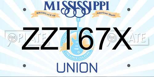 ZZT67X Mississippi License Plate