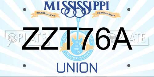ZZT76A Mississippi License Plate