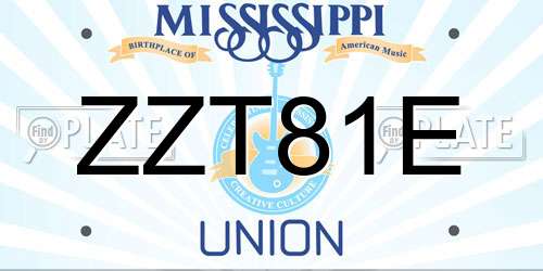 ZZT81E Mississippi License Plate