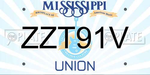 ZZT91V Mississippi License Plate