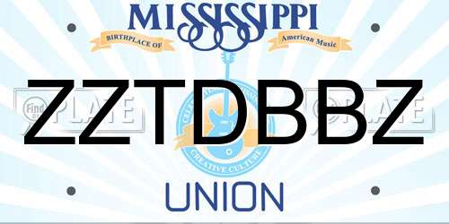 ZZTDBBZ Mississippi License Plate