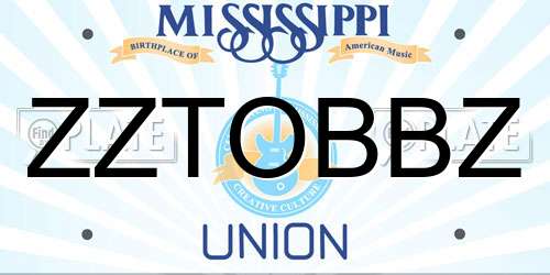 ZZTOBBZ Mississippi License Plate