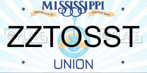 ZZTOSST Mississippi License Plate