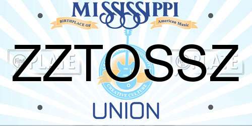 ZZTOSSZ Mississippi License Plate