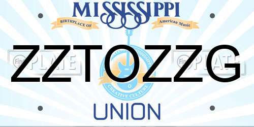 ZZTOZZG Mississippi License Plate