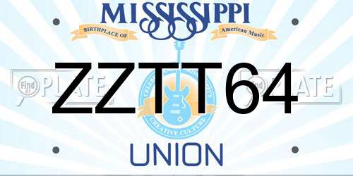 ZZTT64 Mississippi License Plate
