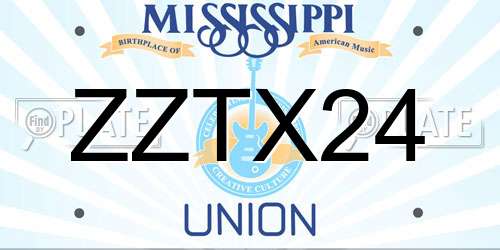 ZZTX24 Mississippi License Plate