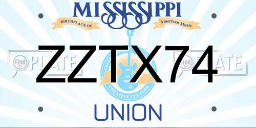 ZZTX74 Mississippi License Plate