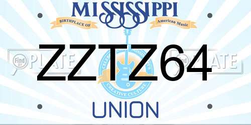 ZZTZ64 Mississippi License Plate