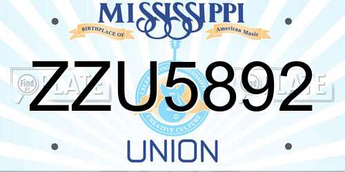 ZZU5892 Mississippi License Plate