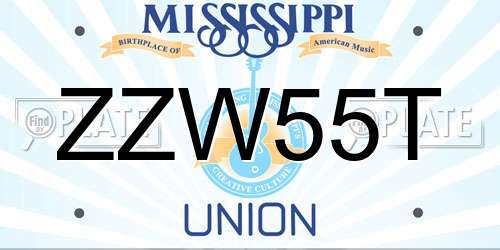 ZZW55T Mississippi License Plate