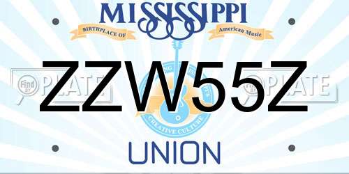 ZZW55Z Mississippi License Plate