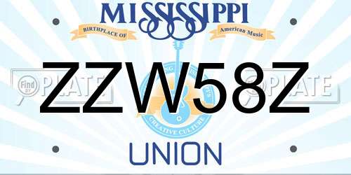 ZZW58Z Mississippi License Plate
