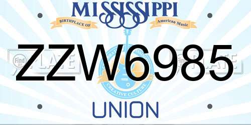 ZZW6985 Mississippi License Plate