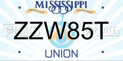 ZZW85T Mississippi License Plate