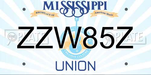 ZZW85Z Mississippi License Plate