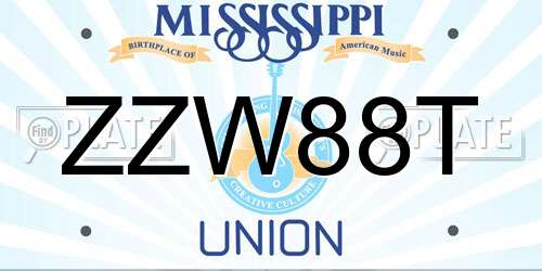 ZZW88T Mississippi License Plate