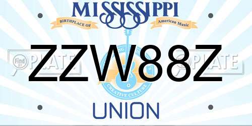 ZZW88Z Mississippi License Plate