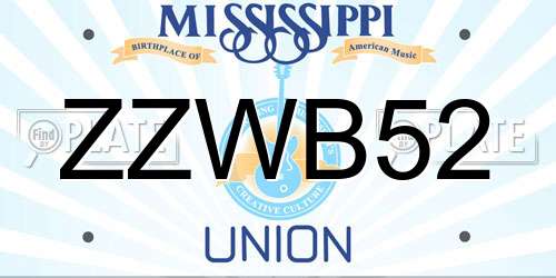 ZZWB52 Mississippi License Plate