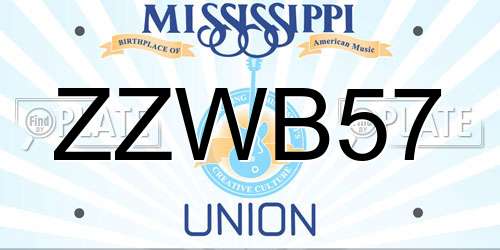 ZZWB57 Mississippi License Plate