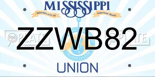 ZZWB82 Mississippi License Plate