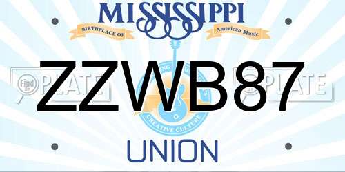 ZZWB87 Mississippi License Plate