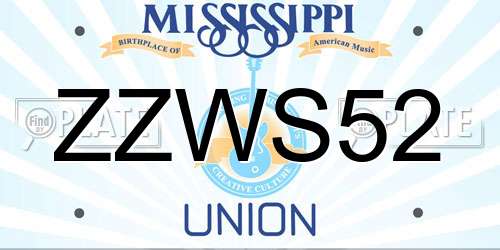 ZZWS52 Mississippi License Plate