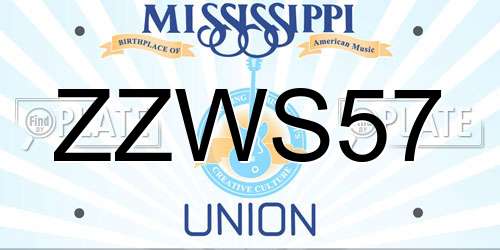 ZZWS57 Mississippi License Plate