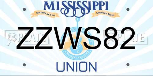 ZZWS82 Mississippi License Plate