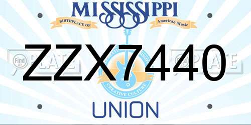 ZZX7440 Mississippi License Plate