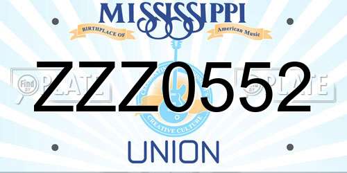 ZZZ0552 Mississippi License Plate