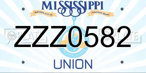 ZZZ0582 Mississippi License Plate