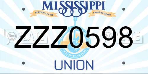 ZZZ0598 Mississippi License Plate