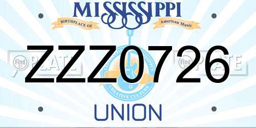 ZZZ0726 Mississippi License Plate