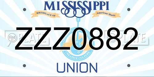ZZZ0882 Mississippi License Plate