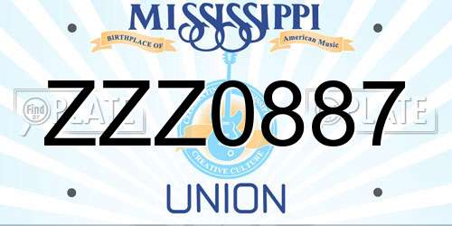 ZZZ0887 Mississippi License Plate
