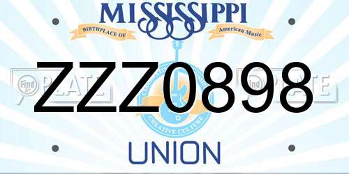 ZZZ0898 Mississippi License Plate
