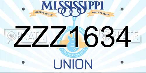 ZZZ1634 Mississippi License Plate