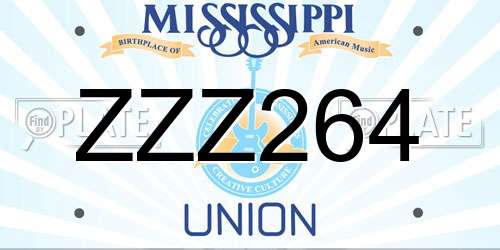 ZZZ264 Mississippi License Plate