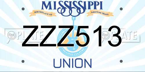 ZZZ513 Mississippi License Plate