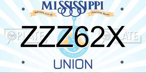 ZZZ62X Mississippi License Plate