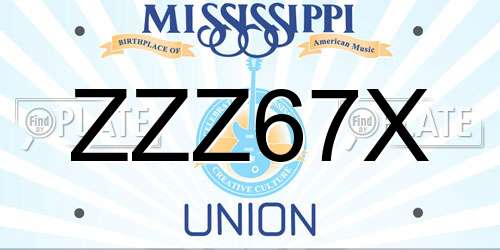 ZZZ67X Mississippi License Plate
