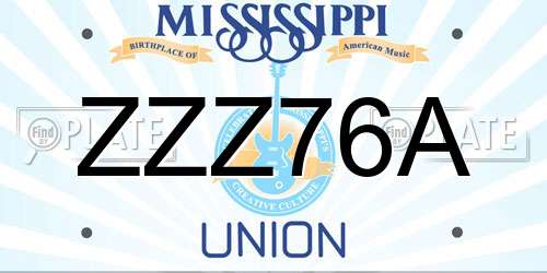 ZZZ76A Mississippi License Plate