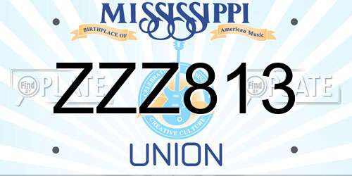 ZZZ813 Mississippi License Plate